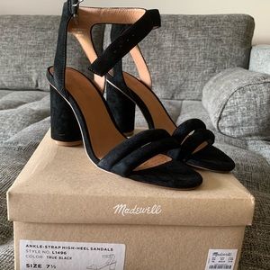Madewell high heeled ankle strap sandal black